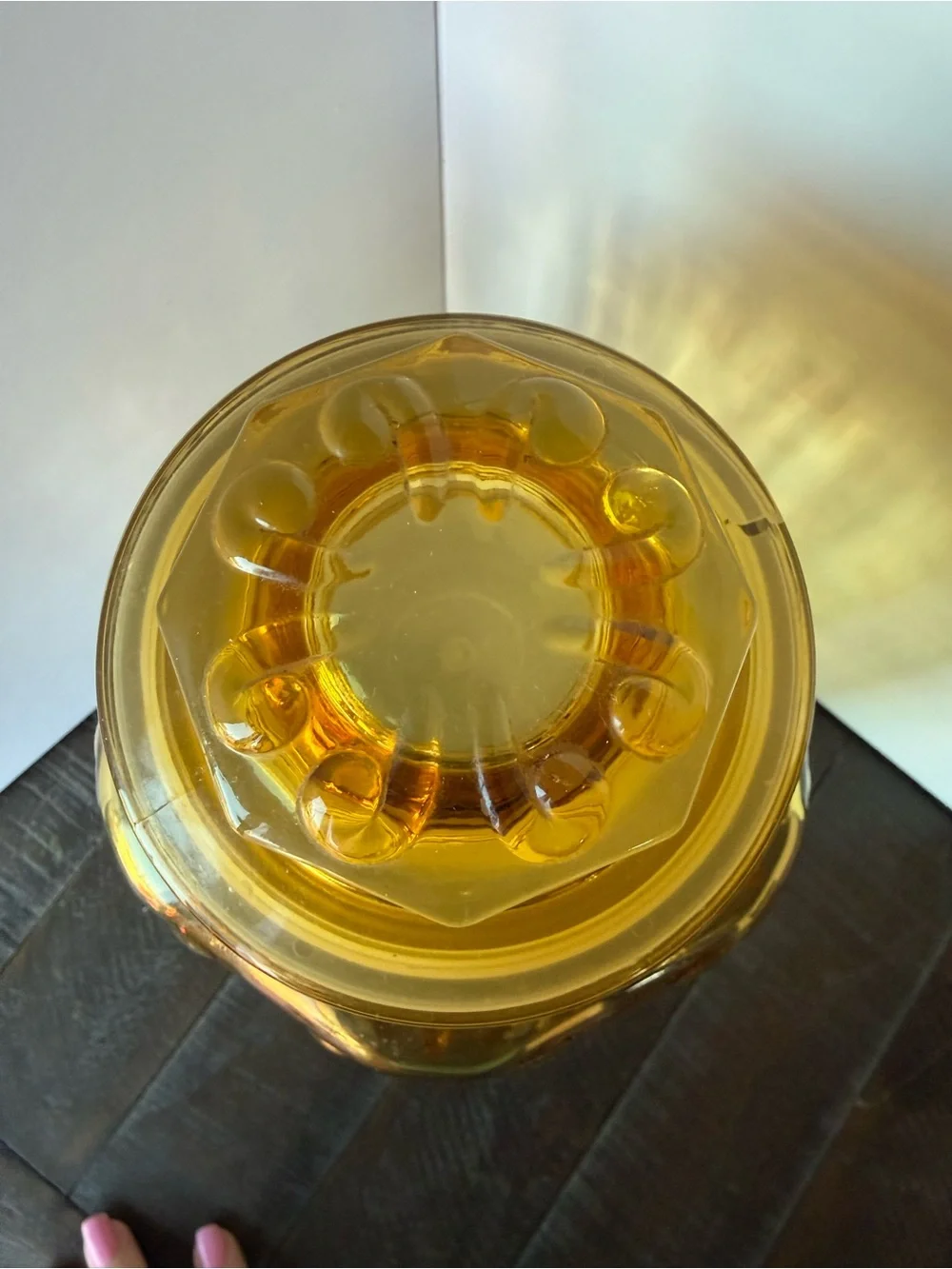 Vintage Amber Glass Jar, Amber Decorative Canister with Lid, cookie jar